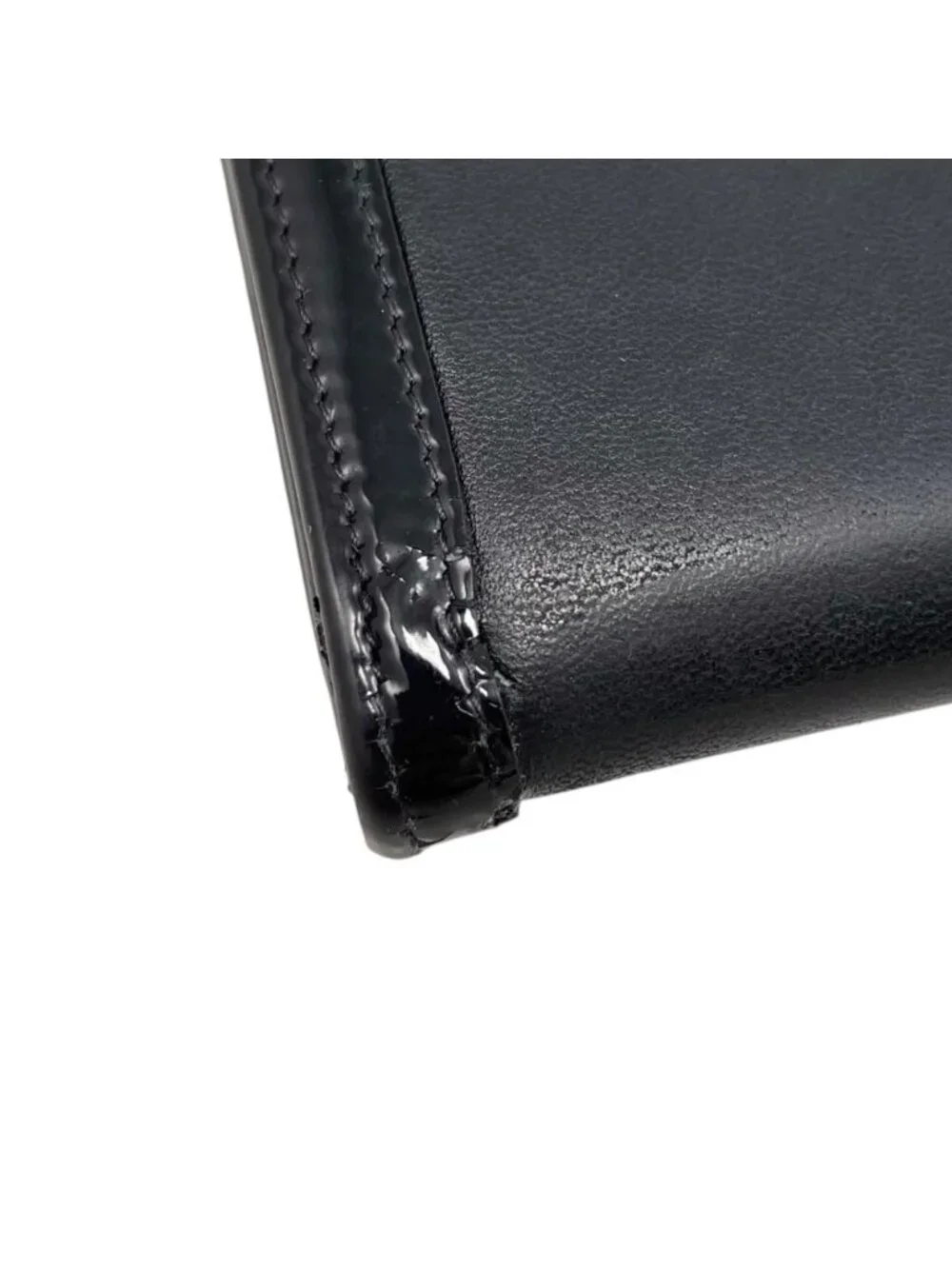 Chanel Bifold Wallet Enamel CC Logo Leather Black Silver